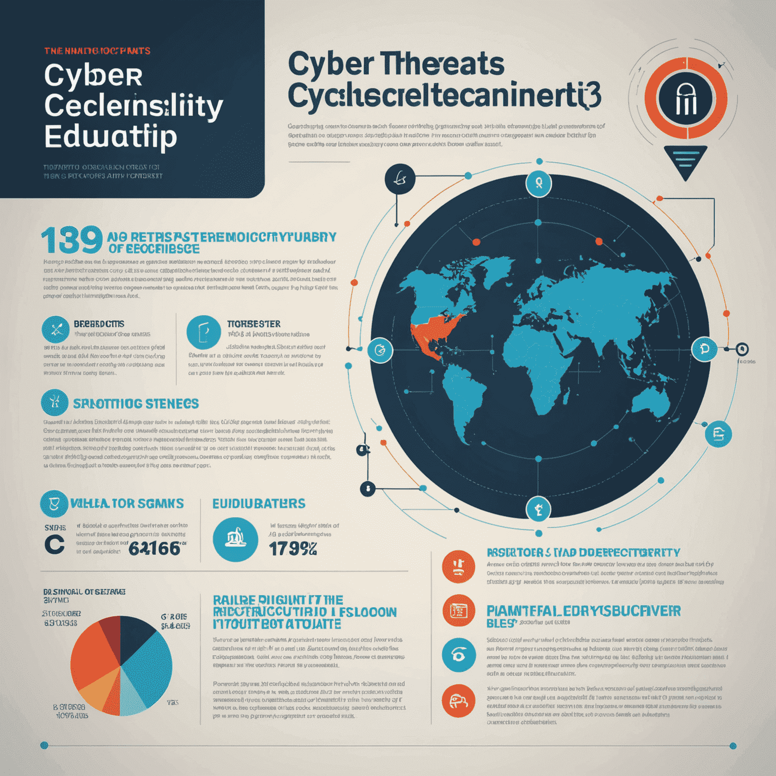 Infografika pokazująca statystyki dotyczące cyberzagrożeń i znaczenia edukacji w zakresie cyberbezpieczeństwa